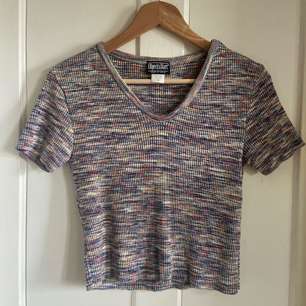 Multicolor Variegated Ribbed Vintage Women's Top